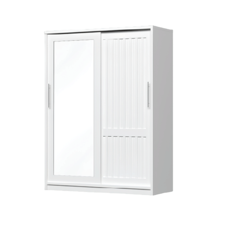 ตู้เสื้อผ้าบานเลื่อนกระจกเงา WISDOM DESIGN FURNITURE รุ่น W15SLM 150 ซม. สีขาว_1